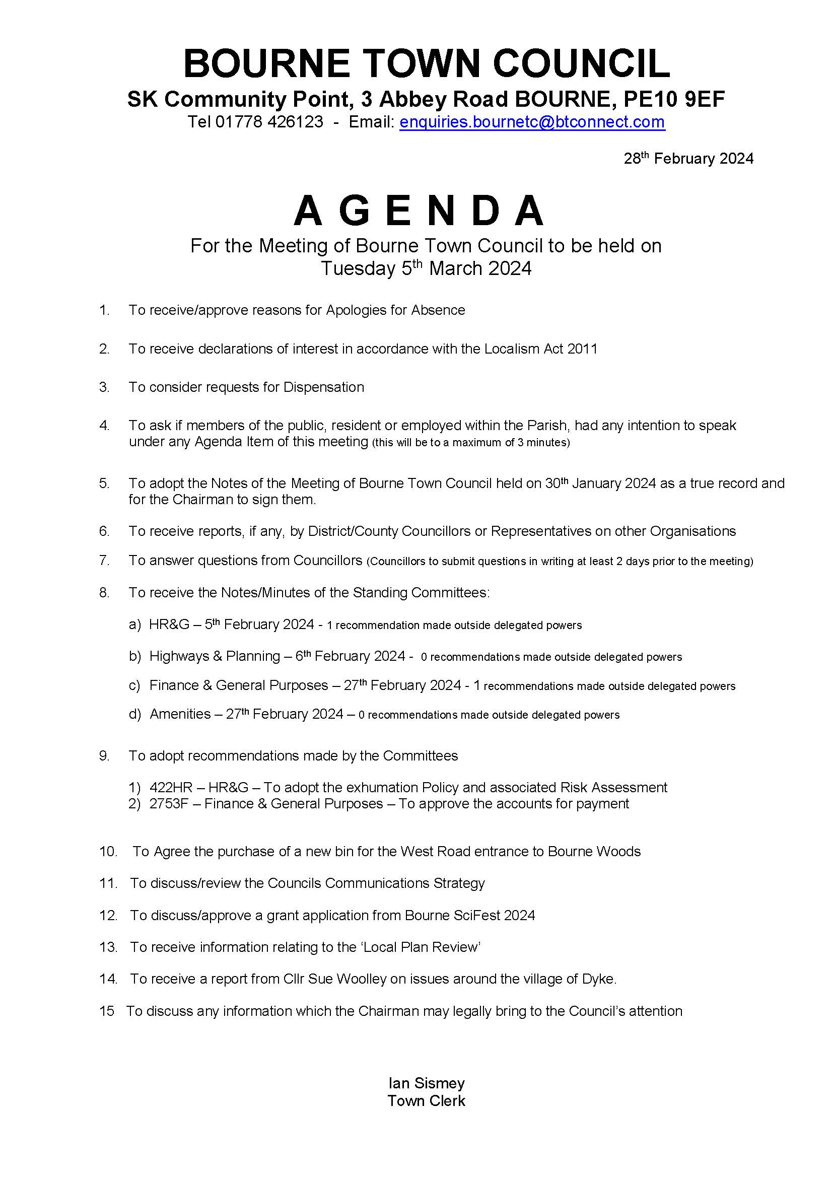 Agenda and notice page 2