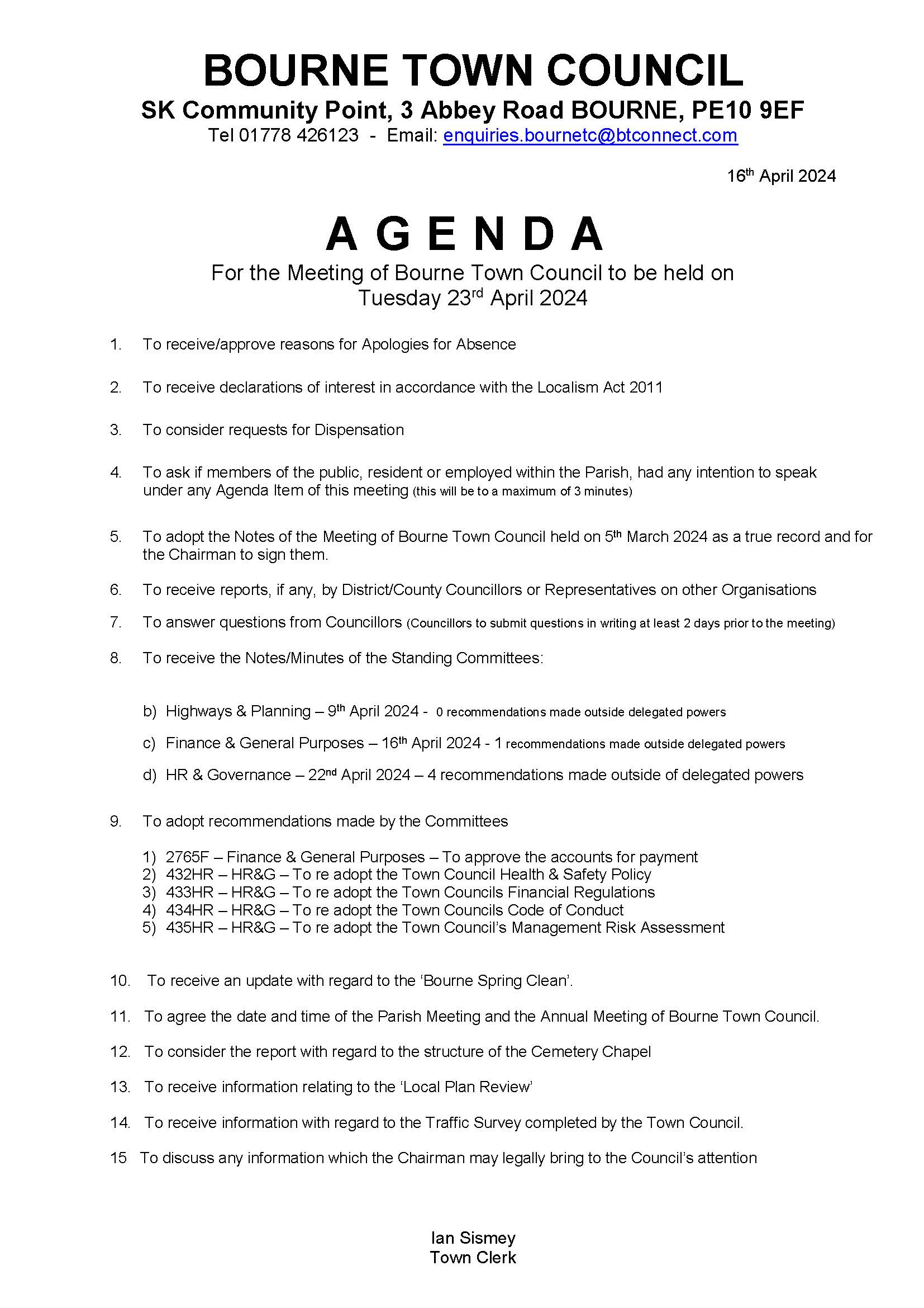 Agenda and notice page 2