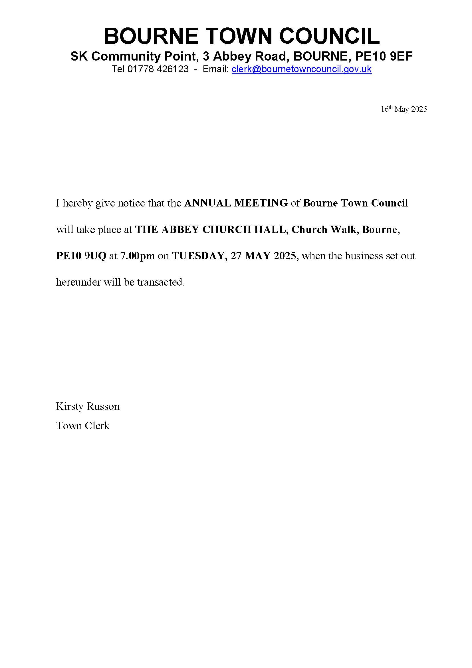 Agenda and notice for annual meeting 25 page 1