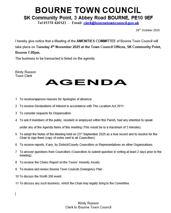 Please see the notice and agenda for our Amenities meeting on 04/11/2025 at 7pm.