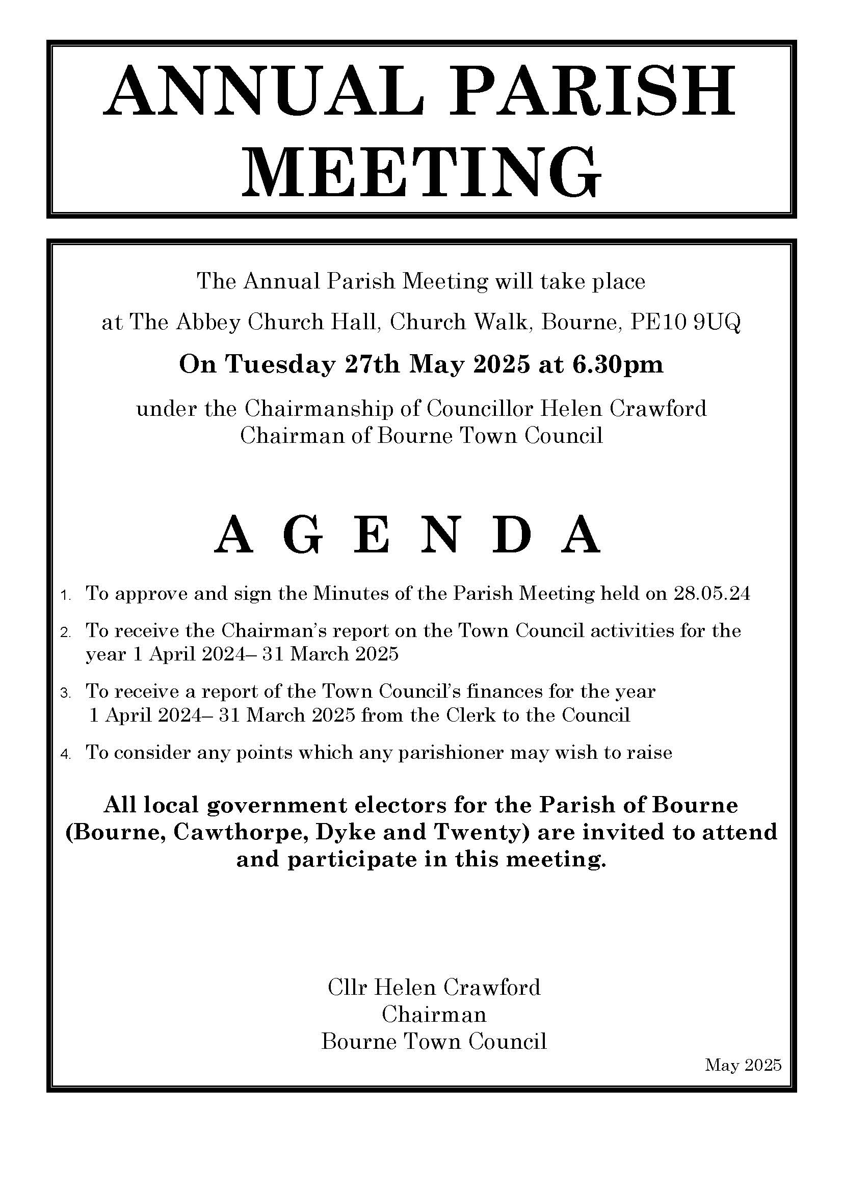 Parish mtg agenda 2025
