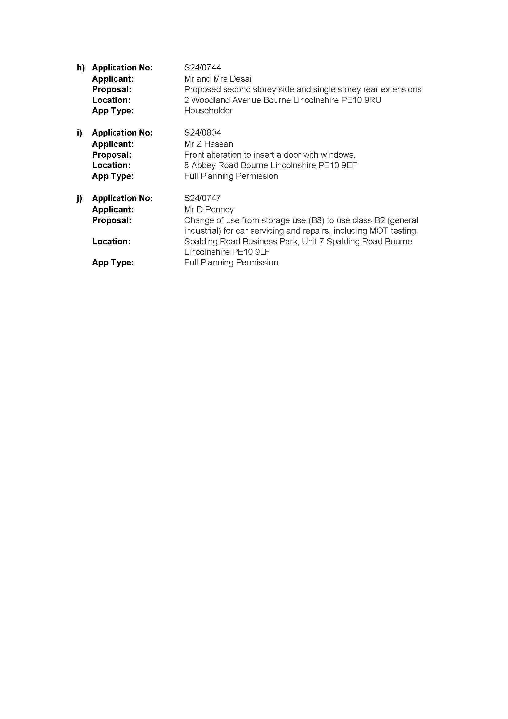 Proposed planning applications 04062024 page 2
